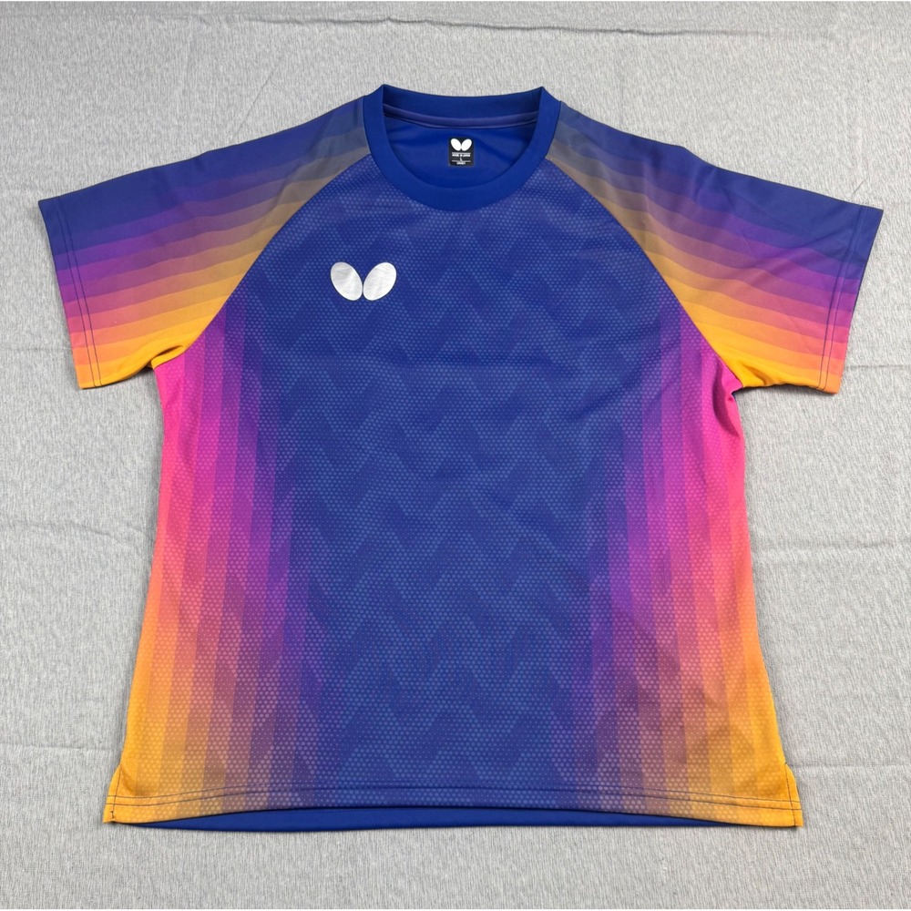 Butterfly Table Tennis Shirt Unisex Large Blue Purple Gradient Made in Japan